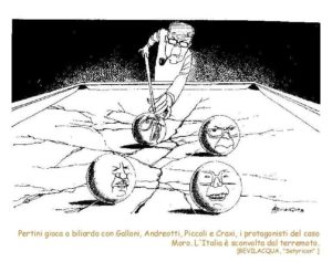 Vignette – 1980 32 - Pertini gioca a biliardo con Galloni, Andreotti, Piccoli e Craxi